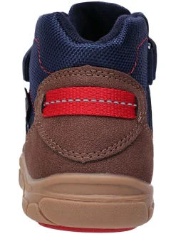 Leren barefootschoenen donkerblauw/lichtbruin