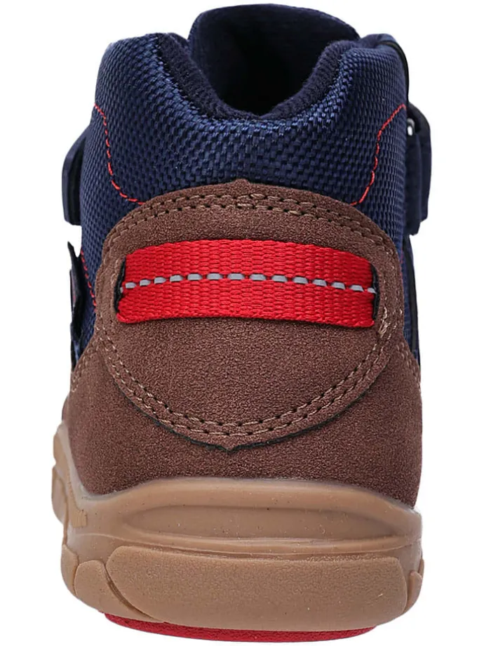 Leren barefootschoenen donkerblauw/lichtbruin