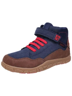 Leren barefootschoenen donkerblauw/lichtbruin