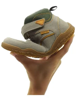 Leren barefootschoenen lichtbruin/grijs