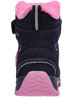 Leren boots donkerblauw/roze