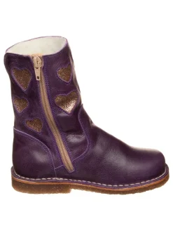 Leren boots paars/goudkleurig