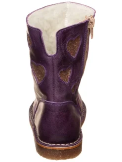 Leren boots paars/goudkleurig