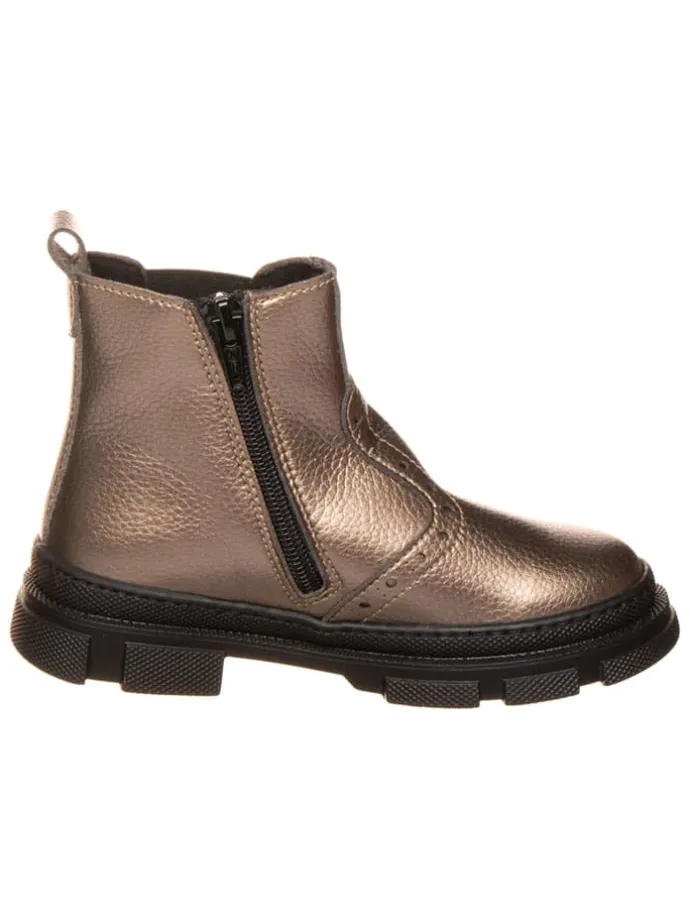 Leren chelseaboots goudkleurig