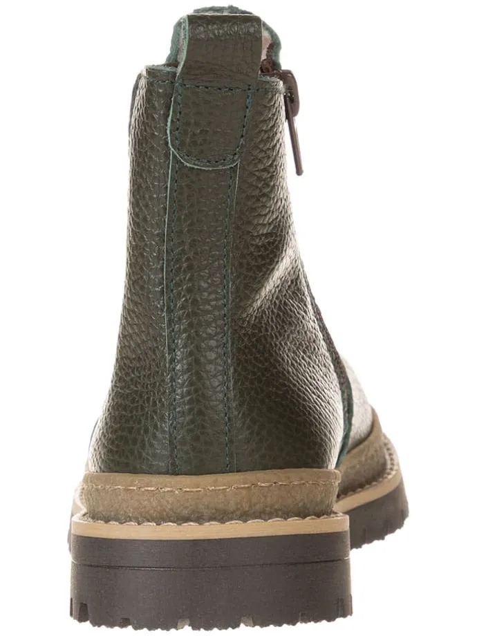 Leren chelseaboots kaki