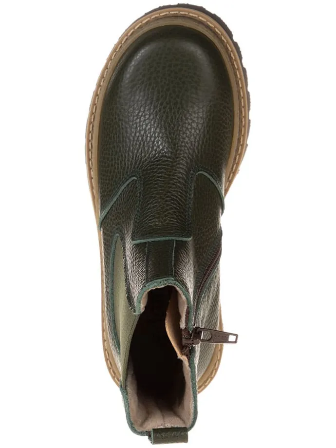 Leren chelseaboots kaki