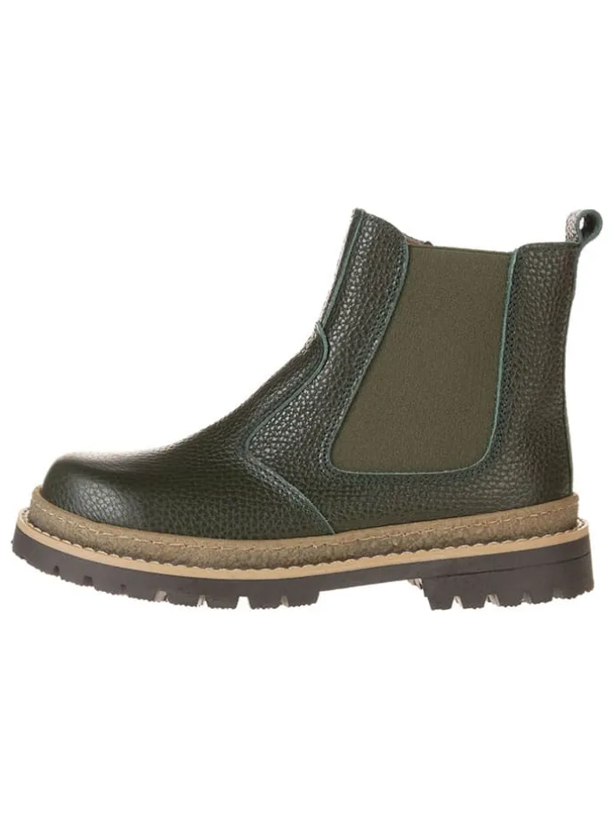 Leren chelseaboots kaki