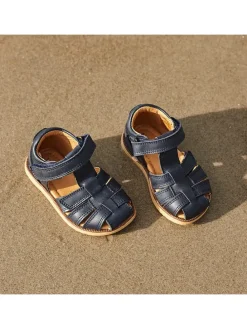 Leren enkelsandalen donkerblauw