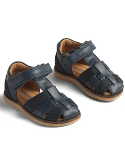 Leren enkelsandalen donkerblauw