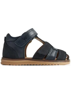Leren enkelsandalen donkerblauw