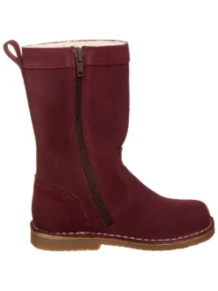 Leren laarzen donkerrood/goudkleurig