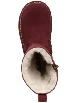 Leren laarzen donkerrood/goudkleurig