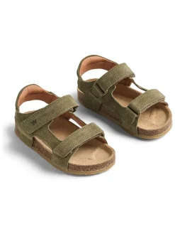 Leren sandalen "Corey" kaki