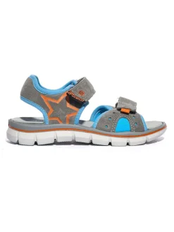 Leren sandalen grijs/blauw