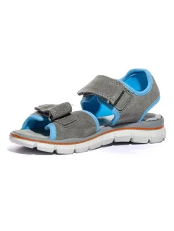 Leren sandalen grijs/blauw