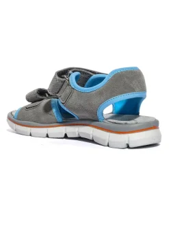 Leren sandalen grijs/blauw