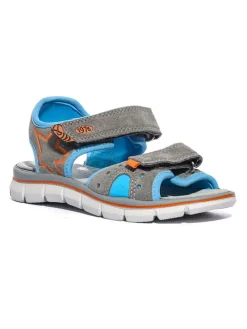Leren sandalen grijs/blauw