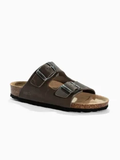 Leren slippers "Bali" bruin