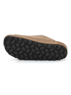 Leren slippers beige