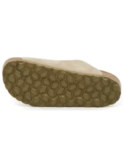 Leren slippers beige