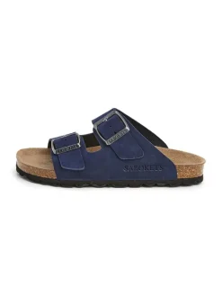 Leren slippers blauw