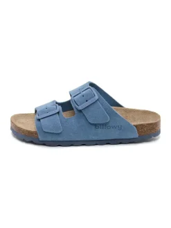 Leren slippers blauw