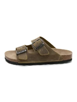 Leren slippers bruin