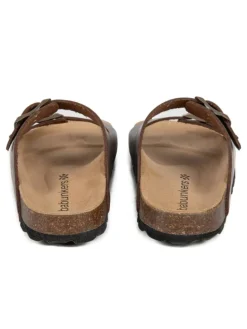 Leren slippers bruin
