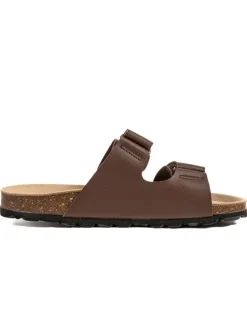 Leren slippers bruin