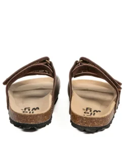 Leren slippers bruin