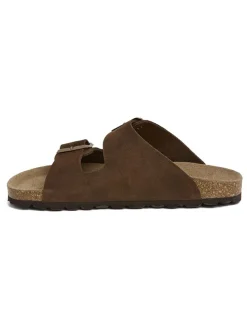Leren slippers bruin