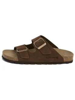 Leren slippers bruin