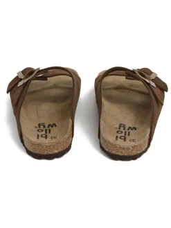 Leren slippers bruin