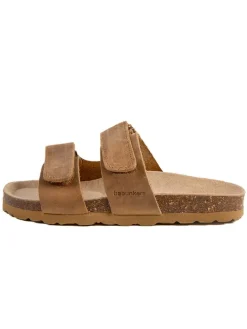 Leren slippers bruin