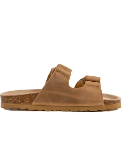 Leren slippers bruin