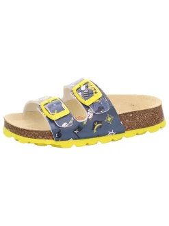 Leren slippers donkerblauw
