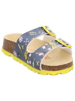 Leren slippers donkerblauw