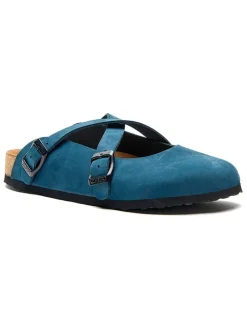 Leren slippers donkerblauw