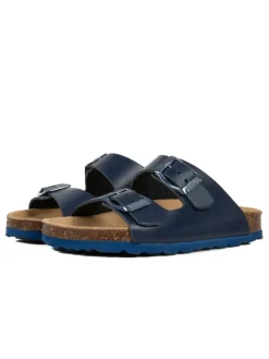 Leren slippers donkerblauw