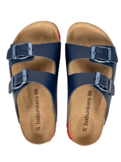 Leren slippers donkerblauw