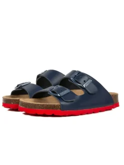 Leren slippers donkerblauw