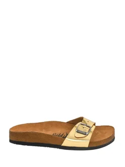 Leren slippers goudkleurig