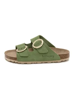 Leren slippers groen