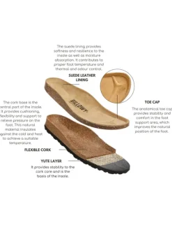 Leren slippers kaki