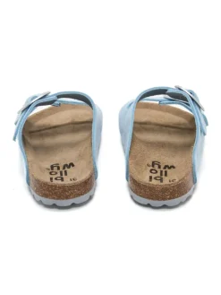 Leren slippers lichtblauw