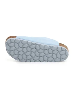 Leren slippers lichtblauw