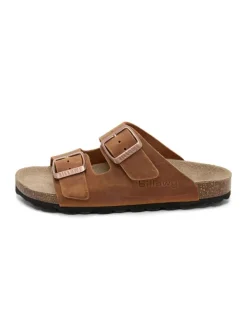 Leren slippers lichtbruin