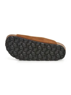 Leren slippers lichtbruin
