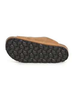 Leren slippers lichtbruin