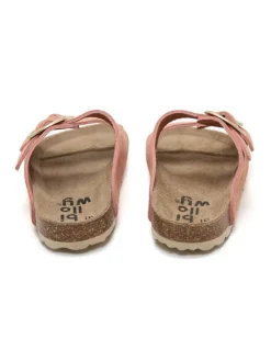 Leren slippers lichtroze